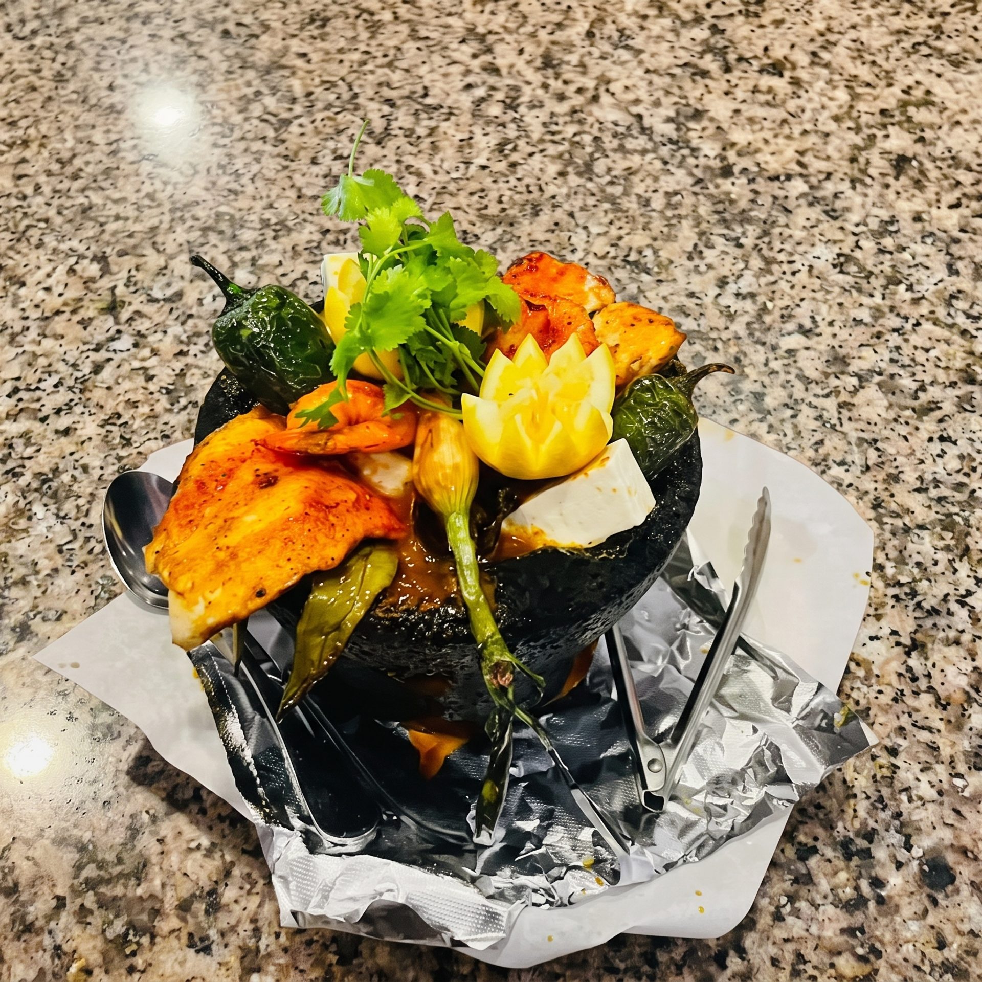 The seafood and mariscos menu
